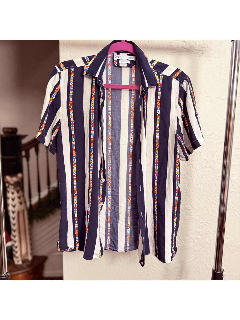 ZARA Men's Regular Fit Short Sleeve Casual Shirt